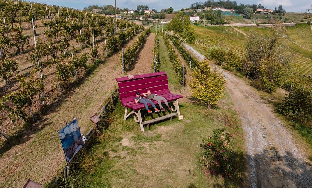 deux touristes au milieu des vignes