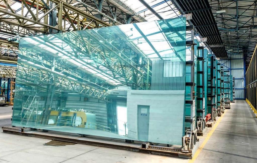 grandes feuilles de verre en sortie d'usine