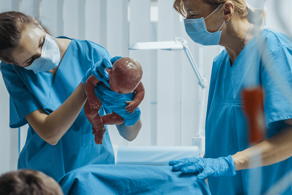 deux sages-femmes lors d'un accouchement