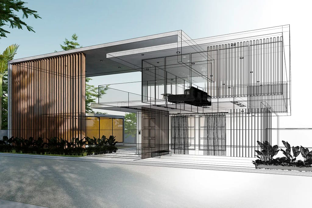 construction du plan d'une maison en 3D