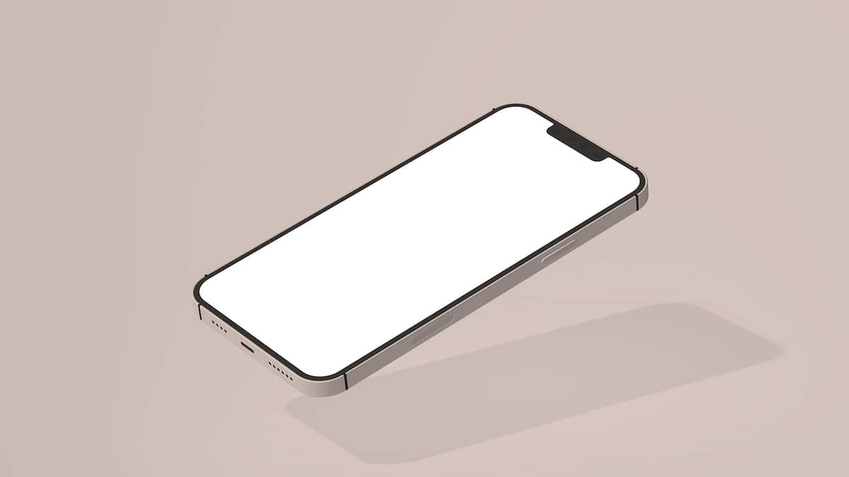 smartphone blanc sans marque en lévitation