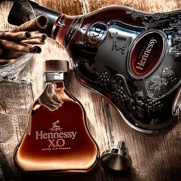 deux bouteilles de cognac haut de gamme de marque Hennessy