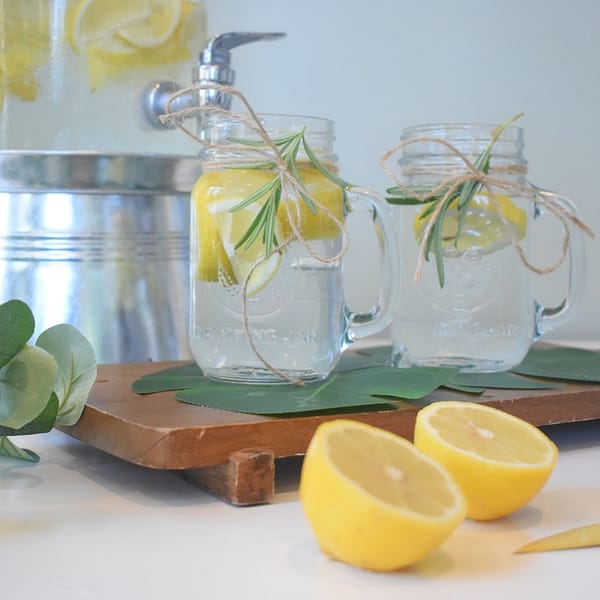 deux verres de limonade artisanale avec des rondelles de citron