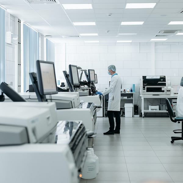 Praticiens médicaux dans un laboratoire