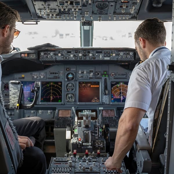deux pilotes dans un cockpit de navigation d'un avion