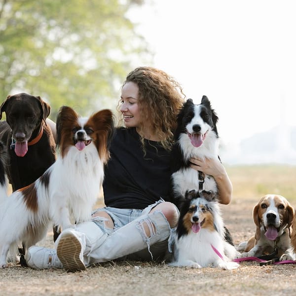 éleveuse avec ses chiens